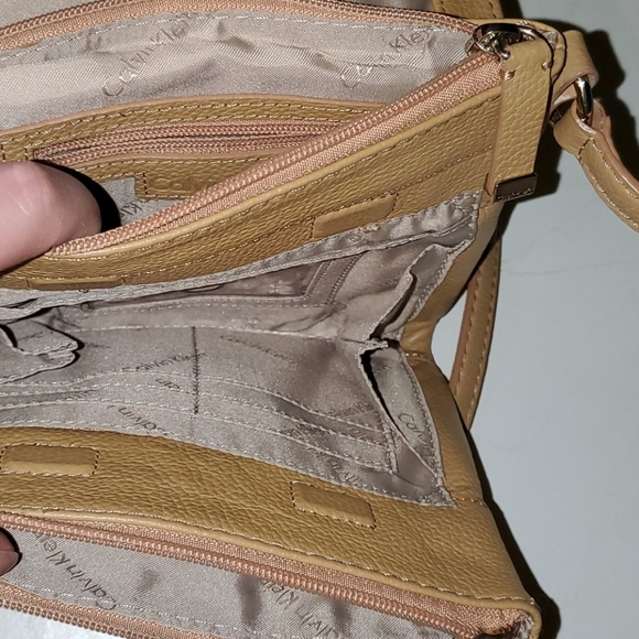 Calvin Klein small light mustard color  shoulder purse with multiple poc… - Picture 4 of 6
